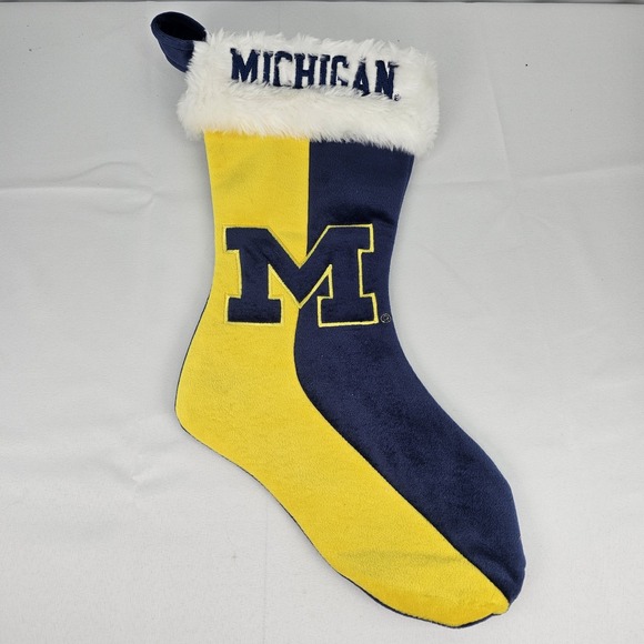 NWOT UofM MICHIGAN WOLVERINES CHRISTMAS STOCKING BIG 10 VICTORS BIG TEN Blue Yel - Picture 1 of 4